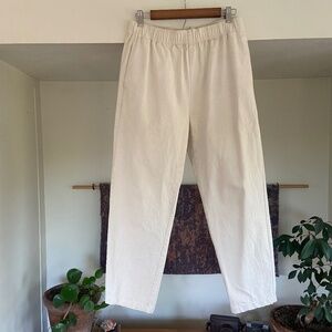 Muji white cotton low waist baggy pants